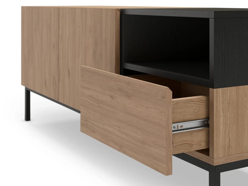Morlen TV-benk 140 cm - Naturlig eik, tre-svart, svart - Møbler - TV- & Mediamøbler - TV benk & mediabenk