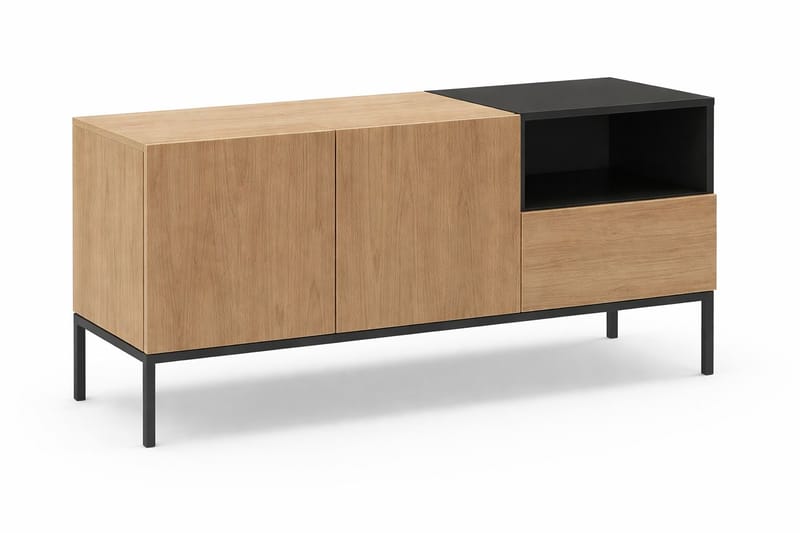 Morlen TV-benk 140 cm - Naturlig eik, tre-svart, svart - Møbler - TV- & Mediamøbler - TV benk & mediabenk