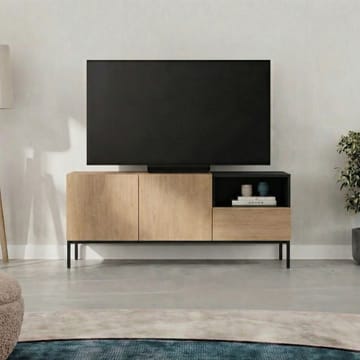 Morlen TV-benk 140 cm - Naturlig eik, tre-svart, svart - Møbler - TV- & Mediamøbler - TV benk & mediabenk