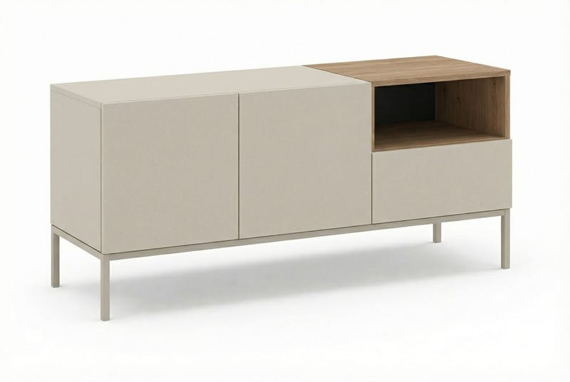 Morlen TV-benk 140 cm, Sandstein og naturlig eik