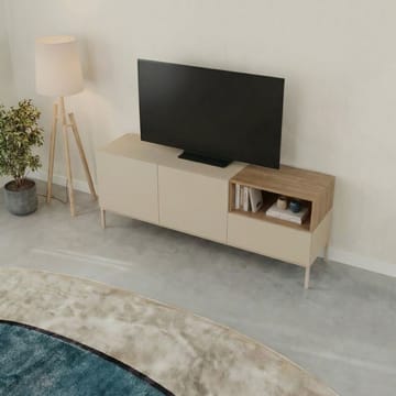 Morlen TV-benk 140 cm - Sandstein og naturlig eik - Møbler - TV- & Mediamøbler - TV benk & mediabenk