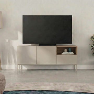 Morlen TV-benk 140 cm - Sandstein og naturlig eik - Møbler - TV- & Mediamøbler - TV benk & mediabenk