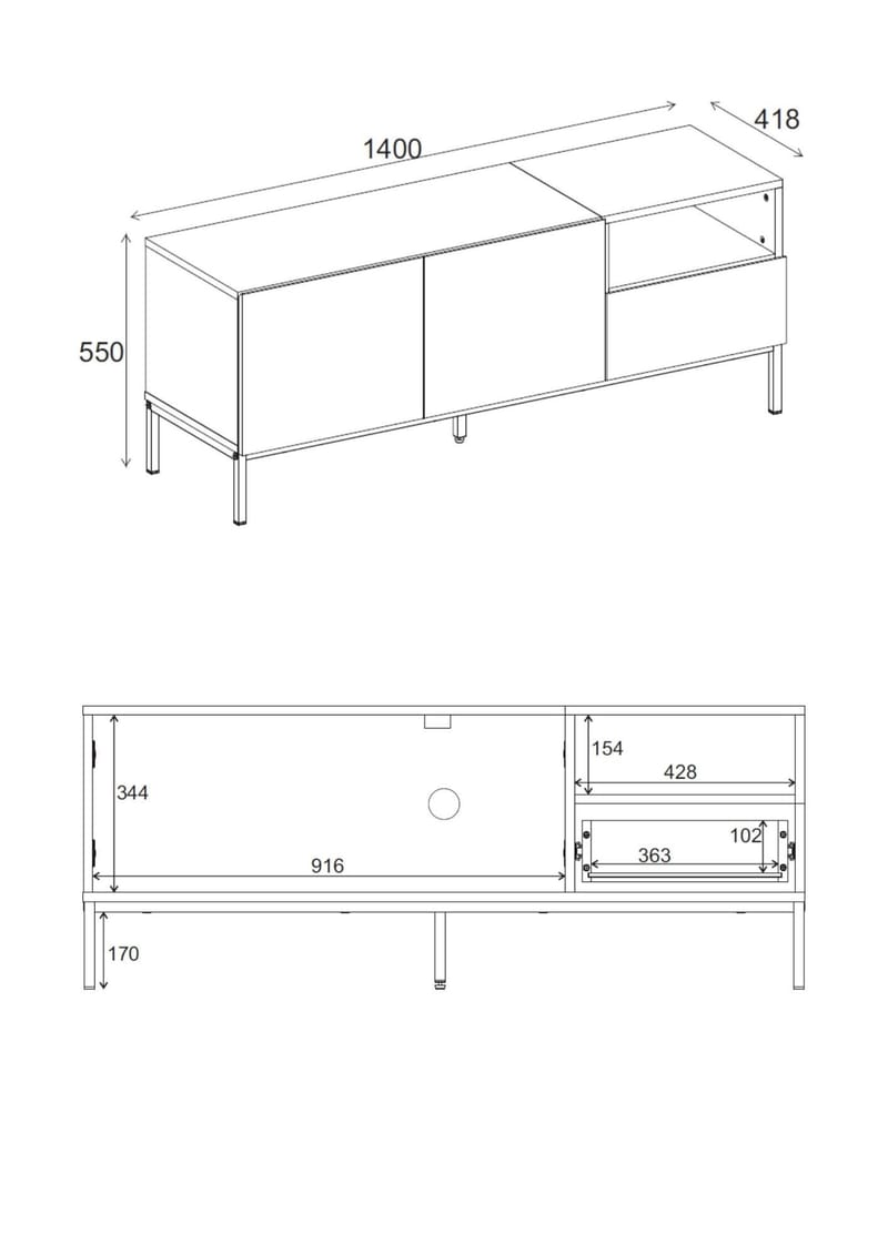 Morlen TV-benk 140 cm - Sandstein og naturlig eik - Møbler - TV- & Mediamøbler - TV benk & mediabenk