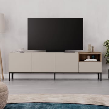 Morlen TV-benk 180x55x41,8 cm - sandstein, naturlig eik og svart - Møbler - TV- & Mediamøbler - TV benk & mediabenk