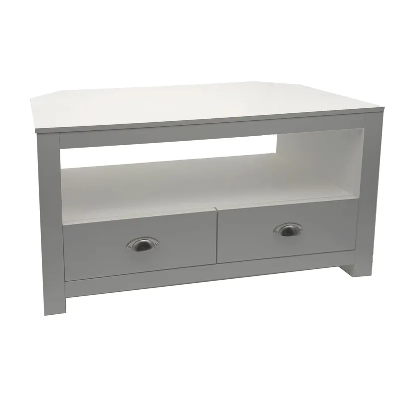 Morova TV-benk 85 cm, Hvit og sølvfarget