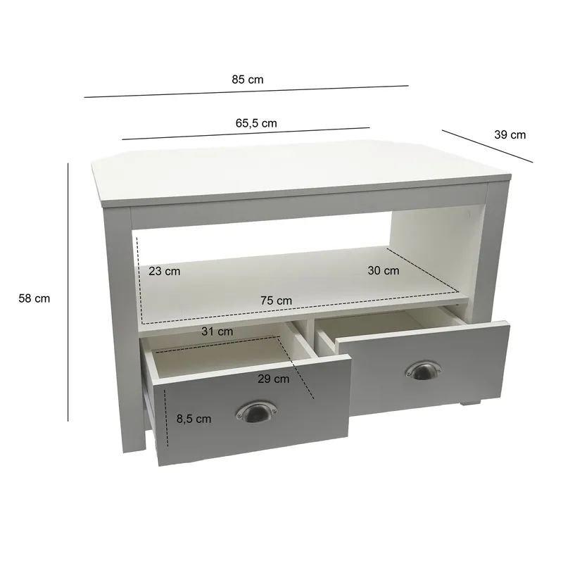 Morova TV-benk 85 cm - Hvit og sølvfarget - Møbler - TV- & Mediamøbler - TV benk & mediabenk