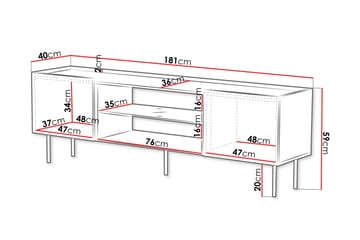 Munkedal TV-benk 181 cm - Hvit - Møbler - TV- & Mediamøbler - TV benk & mediabenk