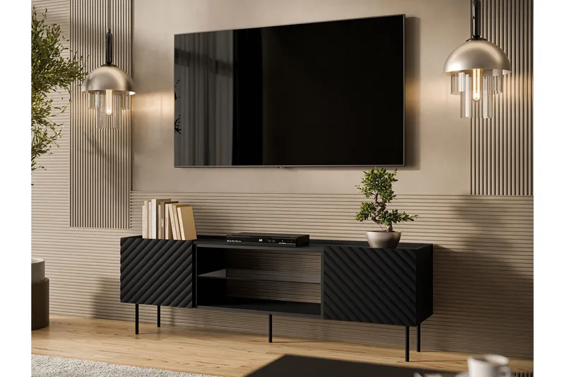 Munkedal TV-benk 181 cm - Svart - Møbler - TV- & Mediamøbler - TV benk & mediabenk