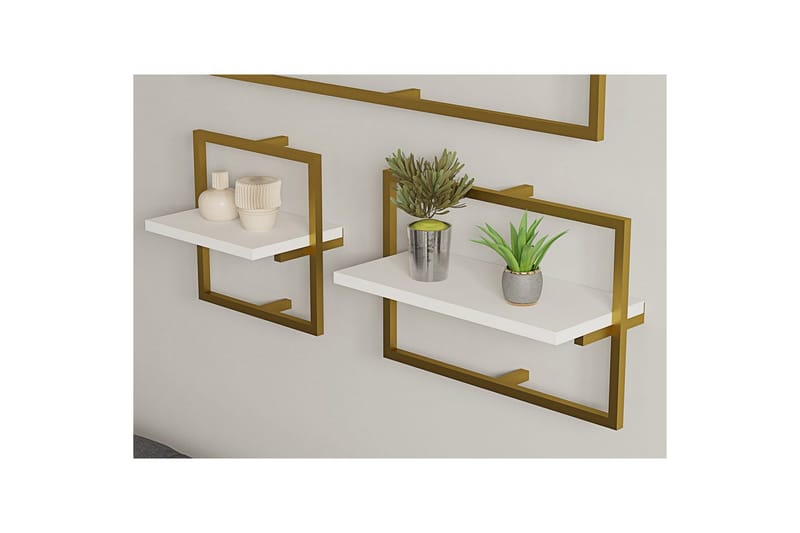 Muroran Veggbrett 80x80 cm - Hvit/Gull - Oppbevaring - Hylle - Vegghylle