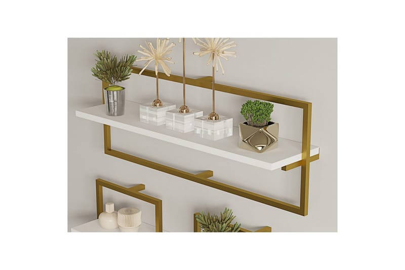 Muroran Veggbrett 80x80 cm - Hvit/Gull - Oppbevaring - Hylle - Vegghylle