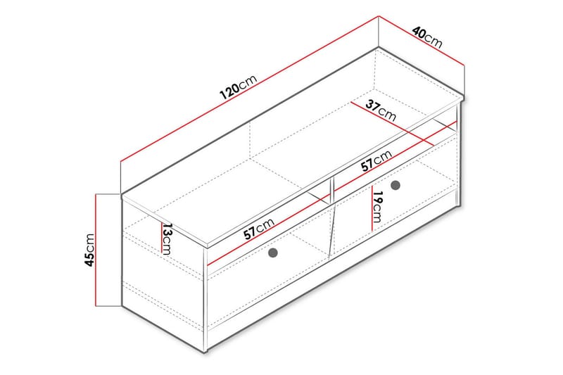 Nero Tv-benk 120 cm - Natur/Hvit/Grå - Møbler - TV- & Mediamøbler - TV benk & mediabenk