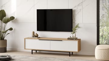 Nilena TV-benk 160x45,1x35,5 cm - eik, hvit - Møbler - TV- & Mediamøbler - TV benk & mediabenk