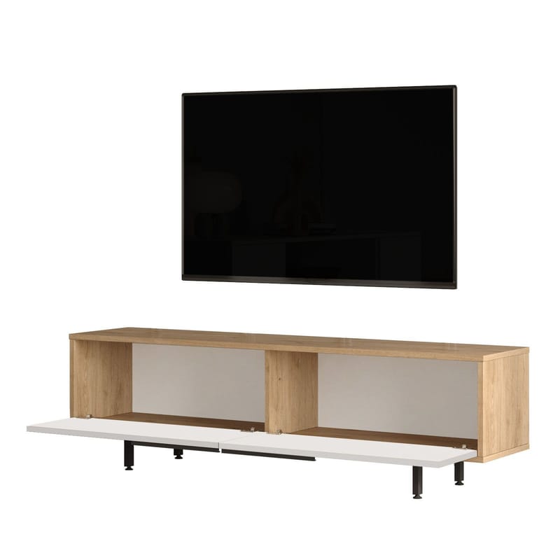 Nilena TV-benk 160x45,1x35,5 cm - eik, hvit - Møbler - TV- & Mediamøbler - TV benk & mediabenk