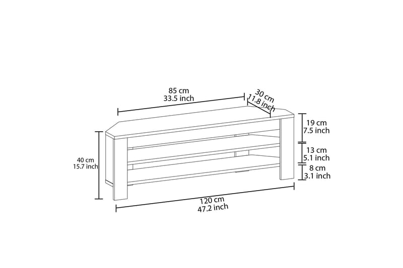Oderzo TV-benk 120 cm - Grå - Møbler - TV- & Mediamøbler - TV benk & mediabenk
