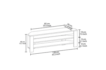 Oderzo TV-benk 120 cm - Travertin - Møbler - TV- & Mediamøbler - TV benk & mediabenk