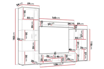 Olerum TV-møbelsett 256x40 cm - Hvit - Møbler - TV- & Mediamøbler - TV-møbelsett