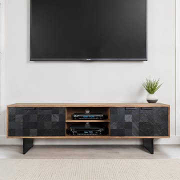Olvian TV-benk 150 cm i massivt akasietre med fronter i steinlook og metall - Møbler - TV- & Mediamøbler - TV benk & mediabenk