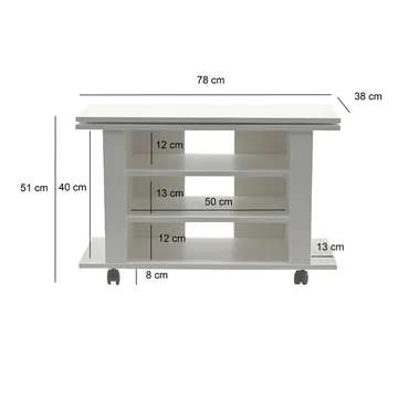 Olyricon TV-benk 78 cm med oppbevaring rullbar - Hvit og svart - Møbler - TV- & Mediamøbler - TV benk & mediabenk