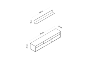 Palgrave TV-hylle 180 cm - Eik - Møbler - TV- & Mediamøbler - TV-hylle