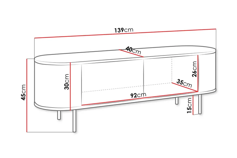 Pantego Tv-Benk 139x40 cm - Brun - Møbler - TV- & Mediamøbler - TV benk & mediabenk