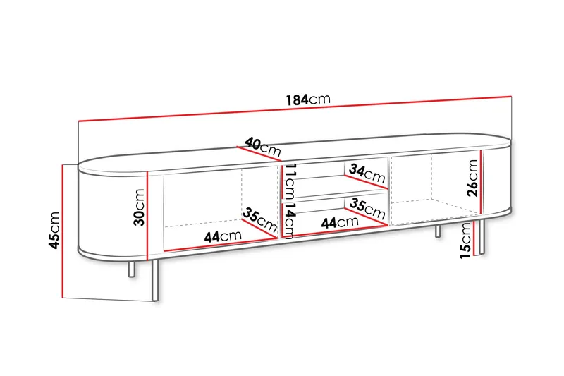 Pantego Tv-Benk 184x40 cm - Hvit - Møbler - TV- & Mediamøbler - TV benk & mediabenk