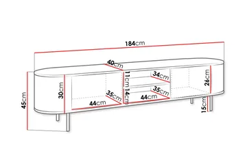 Pantego Tv-Benk 184x40 cm - Hvit - Møbler - TV- & Mediamøbler - TV benk & mediabenk