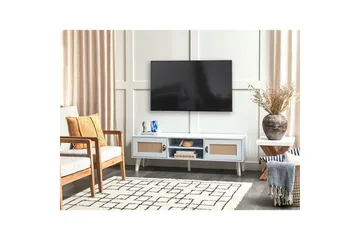 Parton Gulvstående TV-benk 140 cm med Oppbevaring i Malt Tre - Hvit|Beige - Møbler - TV- & Mediamøbler - TV benk & mediabenk