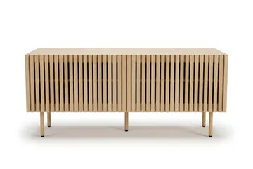 Peyra Ribbet TV-benk 120 cm med Oppbevaring, Tre- og Eikeutseende - Natur - Møbler - TV- & Mediamøbler - TV benk & mediabenk