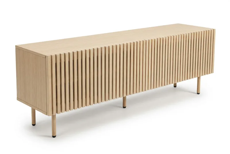 Peyra Ribbet TV-benk 160 cm - Natur - Møbler - TV- & Mediamøbler - TV benk & mediabenk