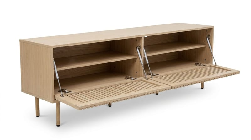 Peyra Ribbet TV-benk 200 cm - Natur - Møbler - TV- & Mediamøbler - TV benk & mediabenk