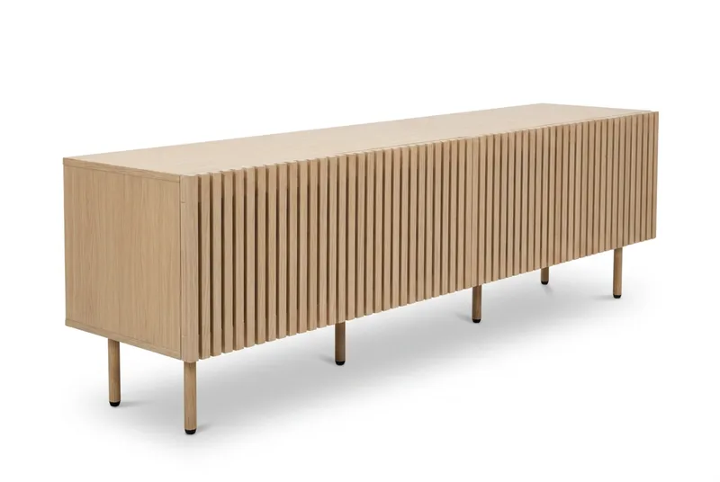 Peyra Ribbet TV-benk 200 cm - Natur - Møbler - TV- & Mediamøbler - TV benk & mediabenk