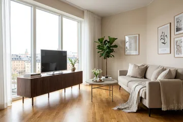 Peyra Ribbet TV-benk 200 cm - Valnøtt - Møbler - TV- & Mediamøbler - TV benk & mediabenk