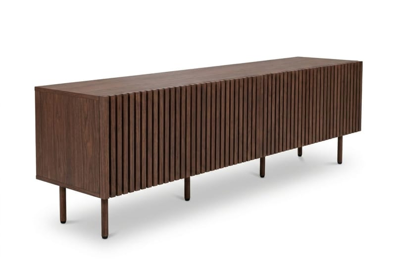 Peyra Ribbet TV-benk 200 cm - Valnøtt - Møbler - TV- & Mediamøbler - TV benk & mediabenk