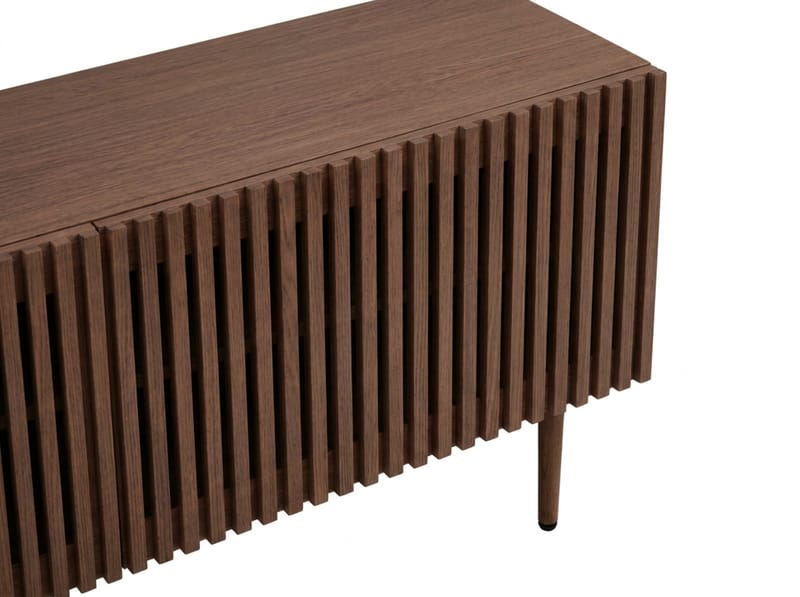 Peyra Ribbet TV-benk 200 cm - Valnøtt - Møbler - TV- & Mediamøbler - TV benk & mediabenk