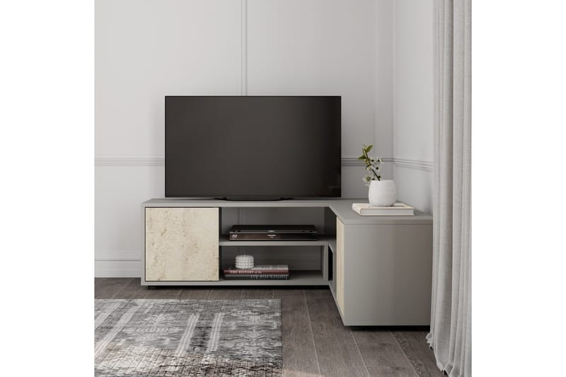 Pienk TV-benk 125 cm - Grå/Travertin - Møbler - TV- & Mediamøbler - TV benk & mediabenk