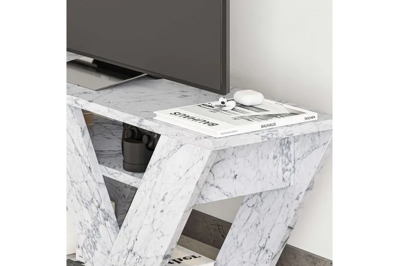 Pipralla TV-benk 110 cm - Hvit Marmor - Møbler - TV- & Mediamøbler - TV benk & mediabenk
