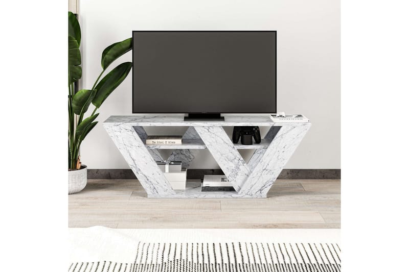 Pipralla TV-benk 110 cm - Hvit Marmor - Møbler - TV- & Mediamøbler - TV benk & mediabenk