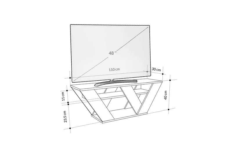 Pipralla TV-benk 110 cm - Hvit Marmor - Møbler - TV- & Mediamøbler - TV benk & mediabenk
