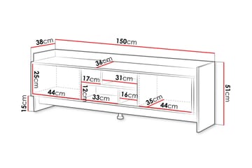 Polina TV-benk 150 cm - Brun / Svart - Møbler - TV- & Mediamøbler - TV benk & mediabenk