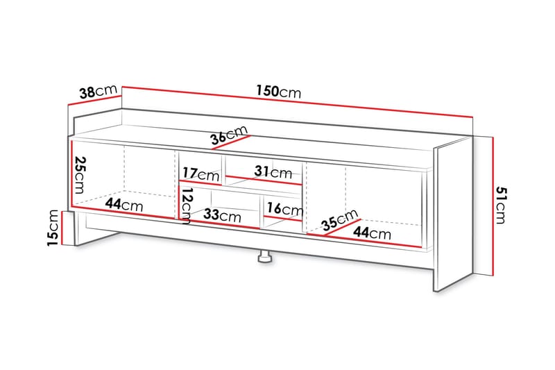 Polina TV-benk 150 cm - Brun / Svart - Møbler - TV- & Mediamøbler - TV benk & mediabenk