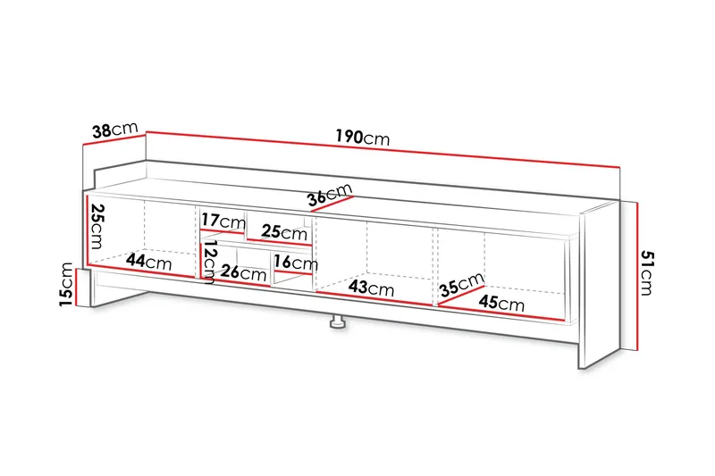 Polina TV-benk 190 cm - Brun / Svart - Møbler - TV- & Mediamøbler - TV benk & mediabenk
