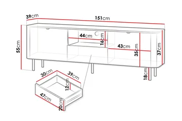 Pollena Tv-Benk 151x39 cm - Brun - Møbler - TV- & Mediamøbler - TV benk & mediabenk