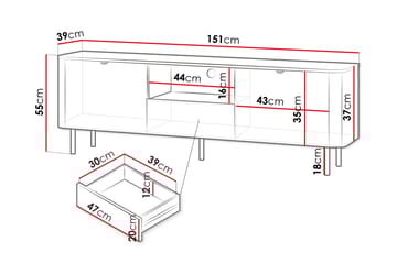 Pollena Tv-Benk 151x39 cm - Brun - Møbler - TV- & Mediamøbler - TV benk & mediabenk