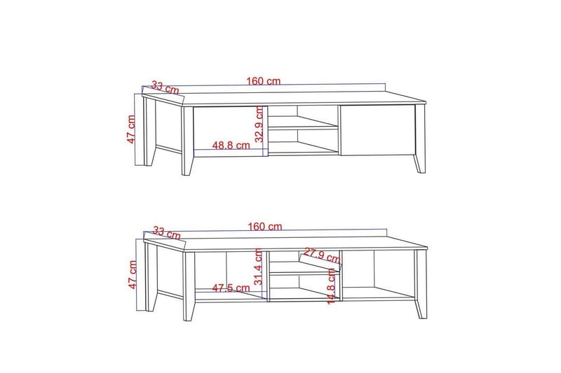 Ranko TV-benk 160 cm - Hvit - Møbler - TV- & Mediamøbler - TV benk & mediabenk