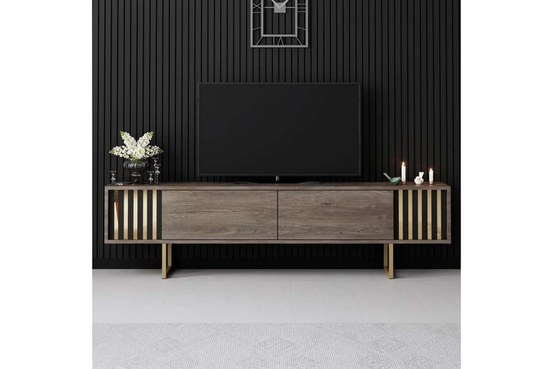Rany TV-benk 180 cm - Rødfarget tre/Gull - Møbler - TV- & Mediamøbler - TV benk & mediabenk