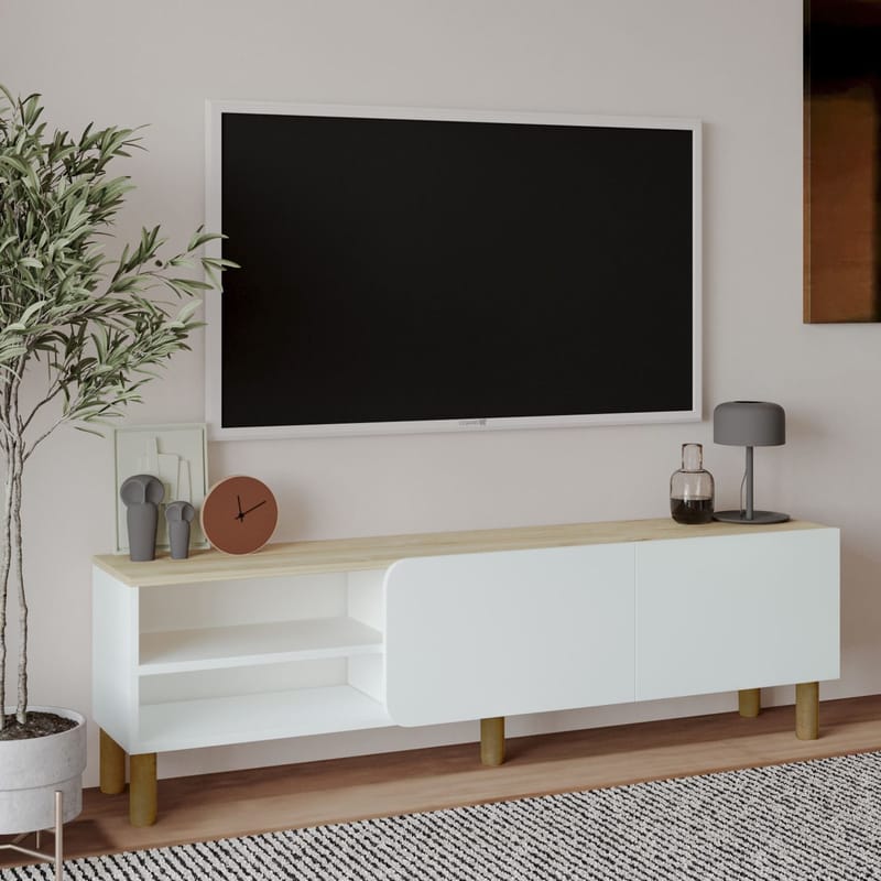 Relento TV-benk 150 cm - hvit, Sapphire-eik - Møbler - TV- & Mediamøbler - TV benk & mediabenk