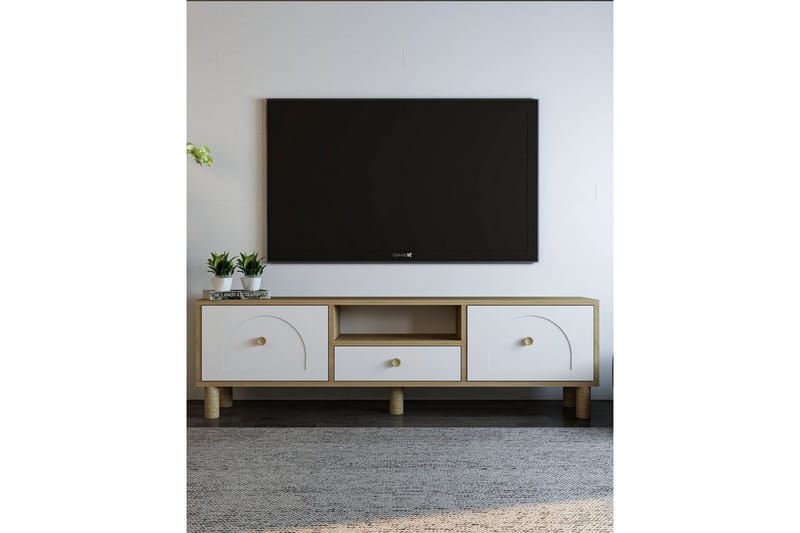 Rion TV-benk 140 cm - Hvit - Møbler - TV- & Mediamøbler - TV benk & mediabenk