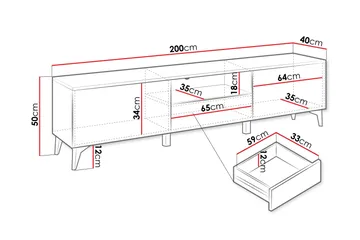 Royston TV-benk 200 cm - Beige - Møbler - TV- & Mediamøbler - TV benk & mediabenk