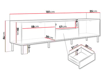 Salmor TV-benk 181 cm - Hvit - Møbler - TV- & Mediamøbler - TV benk & mediabenk