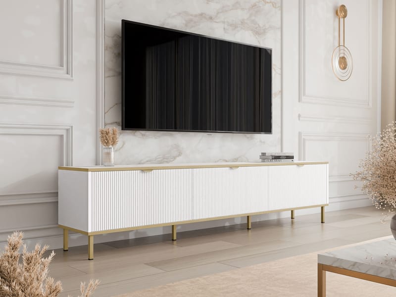 Salmor TV-benk 202 cm - Hvit - Møbler - TV- & Mediamøbler - TV benk & mediabenk